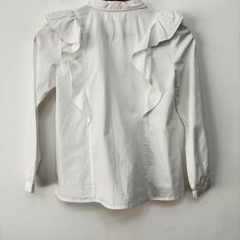 Zara Girls Embroidered Flower Ruffle Button Down Shirt Size 10 - Picture 5 of 7